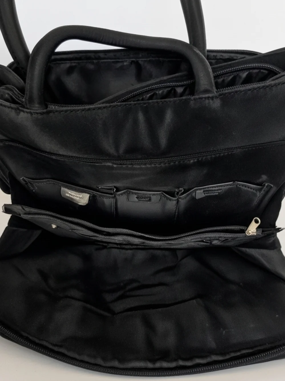 ​Multi-Pocket Black Nylon Organizer Briefcase Messenger Crossbody Bag